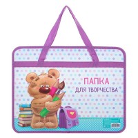 Папка с ручками пластиковая А4,«Мишутка»